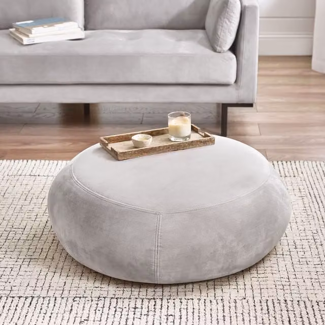 FurnitureboxUK Otis Velvet Living Room Sofa Footstool - Taupe