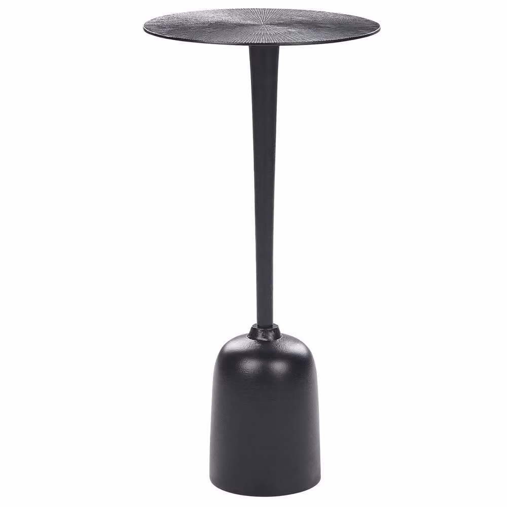 Wyld and Coco Black Metal Round Side Table, Geometric Modern End Table, H 60 x W 30 x D 30 cm – 2