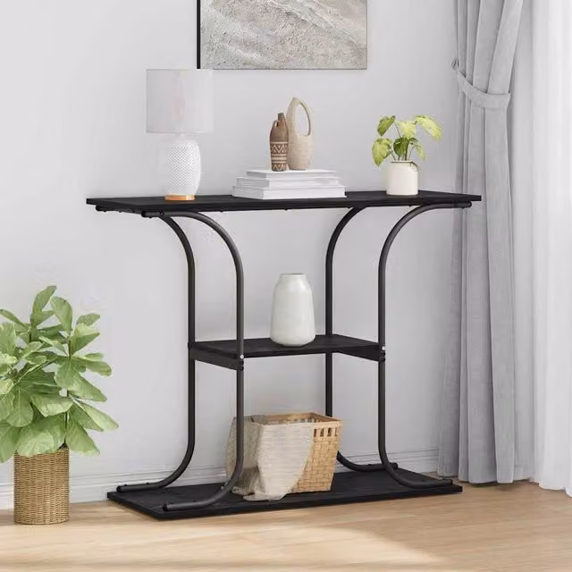 Berkfield Home Black Oak Console Table, W/D/H: 101 x 35 x 80.5 cm