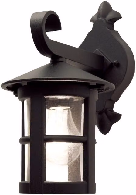 Loops Black IP43 External Wall Light Sconce with E27 LED Bulb Compatibility – 1