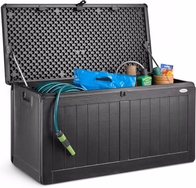 Christow 190L Black Plastic Garden Storage Box