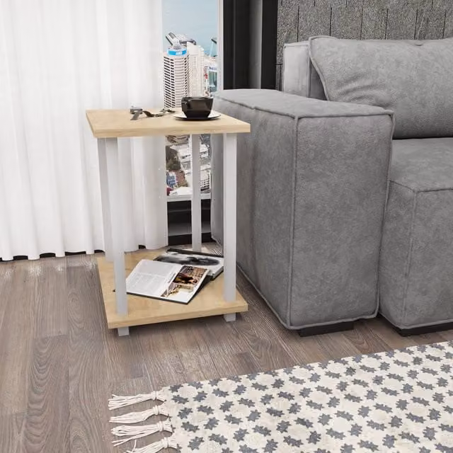 Decorotika Gurnee Industrial Side Table in White and Brown