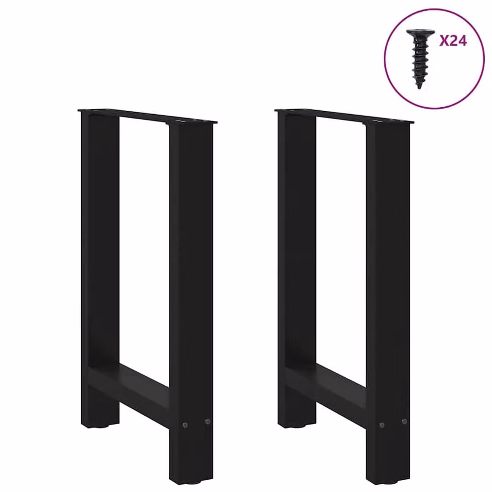 Berkfield Home Steel Coffee Table Legs in Matt Black, 2 Pieces, H: 72-73 cm, W: 60 cm – 2