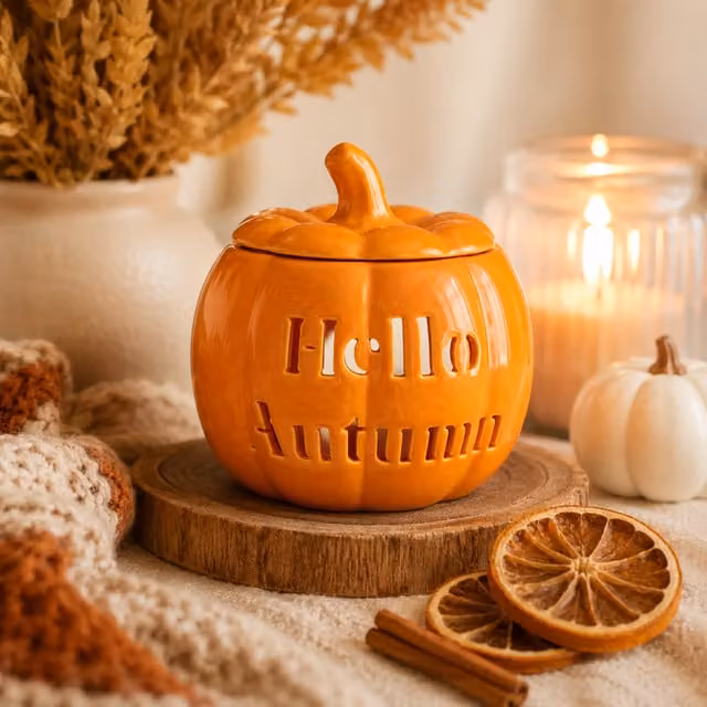 Marco Paul Hello Autumn Pumpkin Ceramic Oil Burner and Wax Warmer, Orange