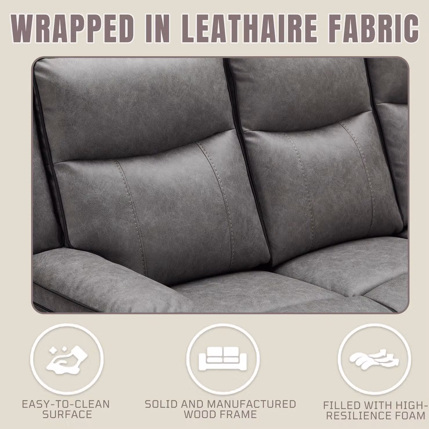 FURNITURE ONE Grey Fabric 4 Seater Manual Recliner Sofa Set Including 1+1+2 Seater Configuration – 4
