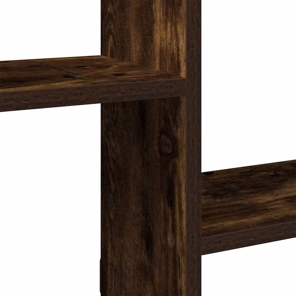 Berkfield Home Wall Mounted Cube Shelf with 5 Compartments in Smoked Oak Brown – 4