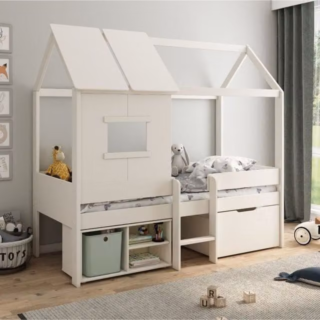 Kids Avenue Ordi Mini 2 White Scandinavian Style Childrens Playhouse in Lacquered Pine and MDF