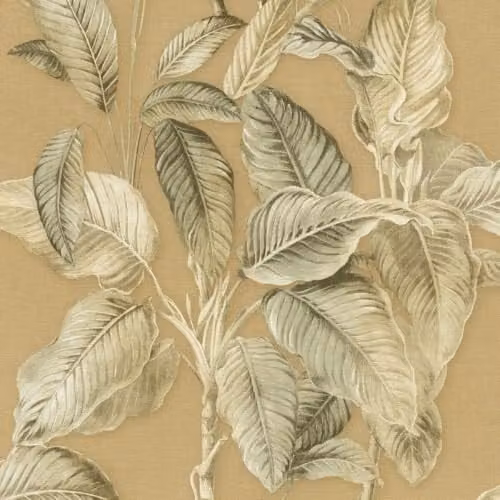 Rasch Boho Palm Leaf Textured Vinyl Wallpaper in Yellow