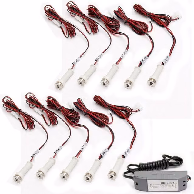 Loops Round LED Plinth Light Kit with 10 Cool White Recessed Spotlights in Silver and White