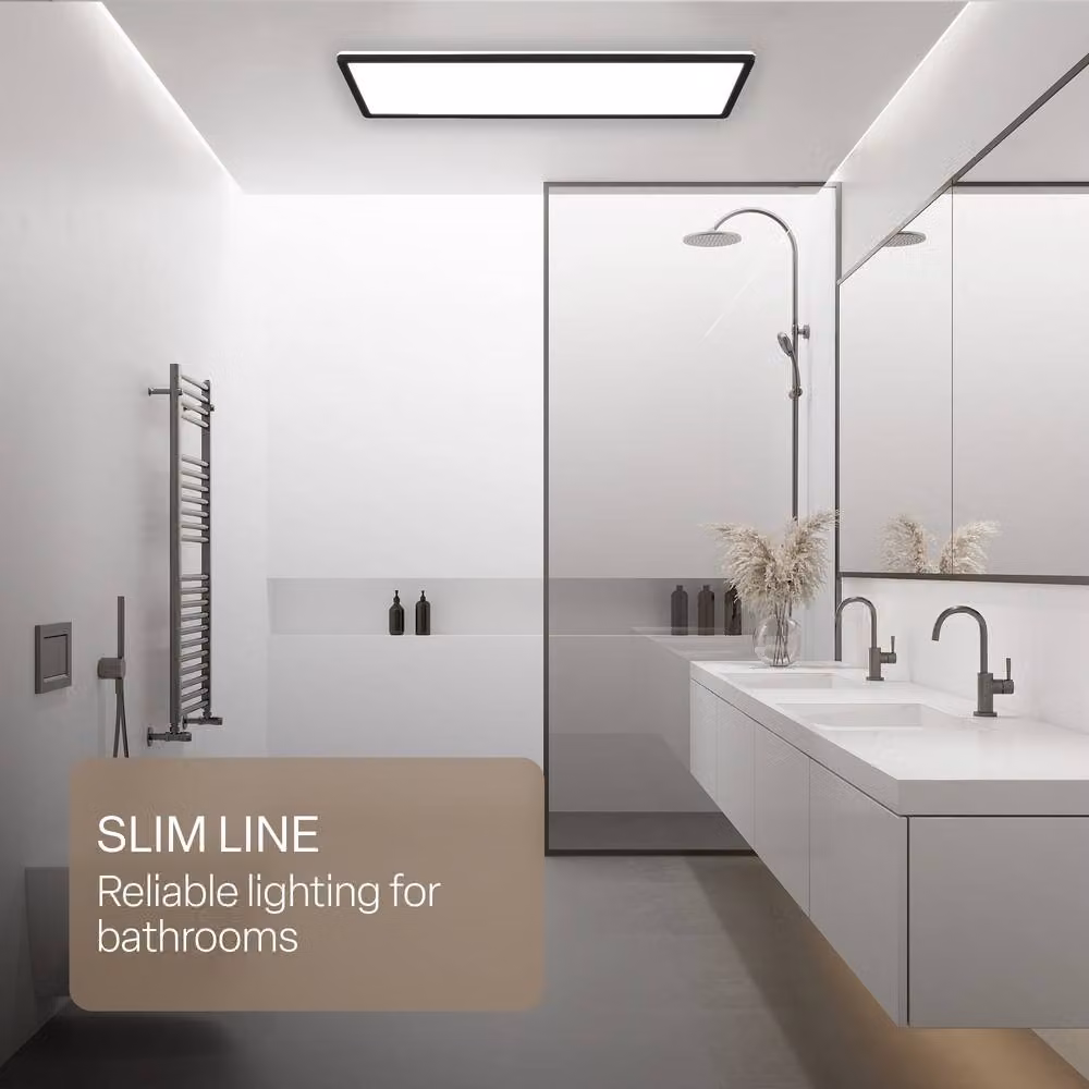 B.K.Licht Black Slim LED Ceiling Panel with Remote Control, Dimmable CCT, IP44, W/D/H: 58 x 20 x 3 cm – 4