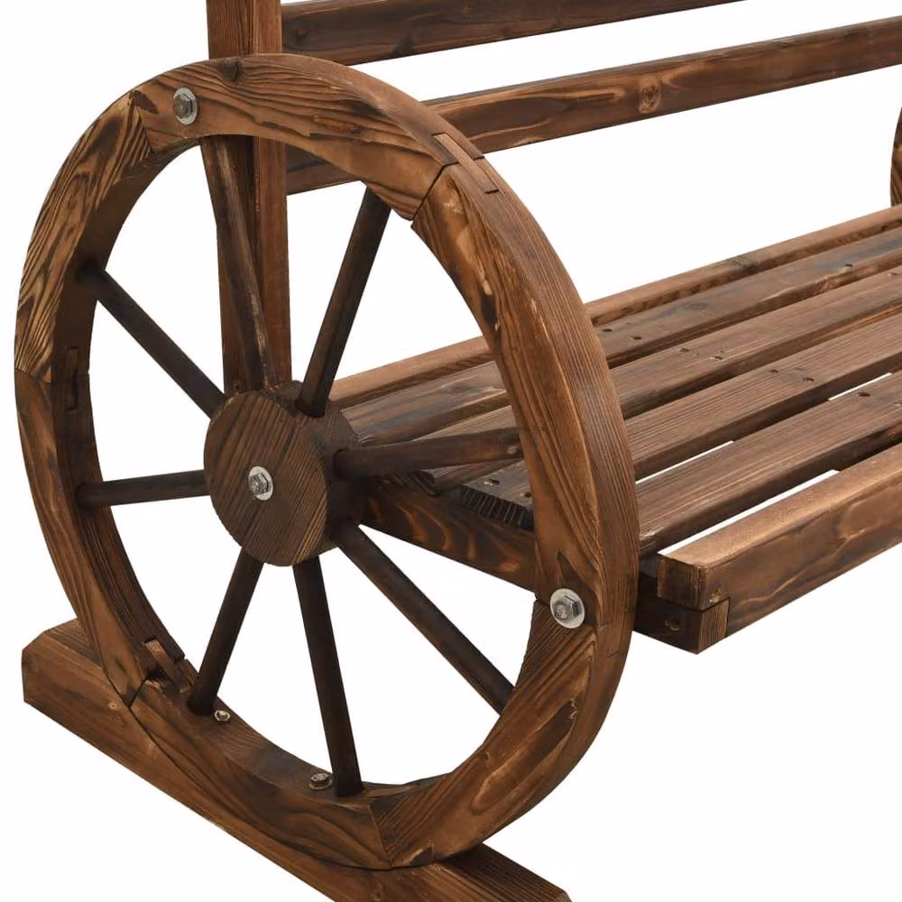 Berkfield Home Rustic Solid Firwood Garden Bench in Brown, Width: 112 cm – 5