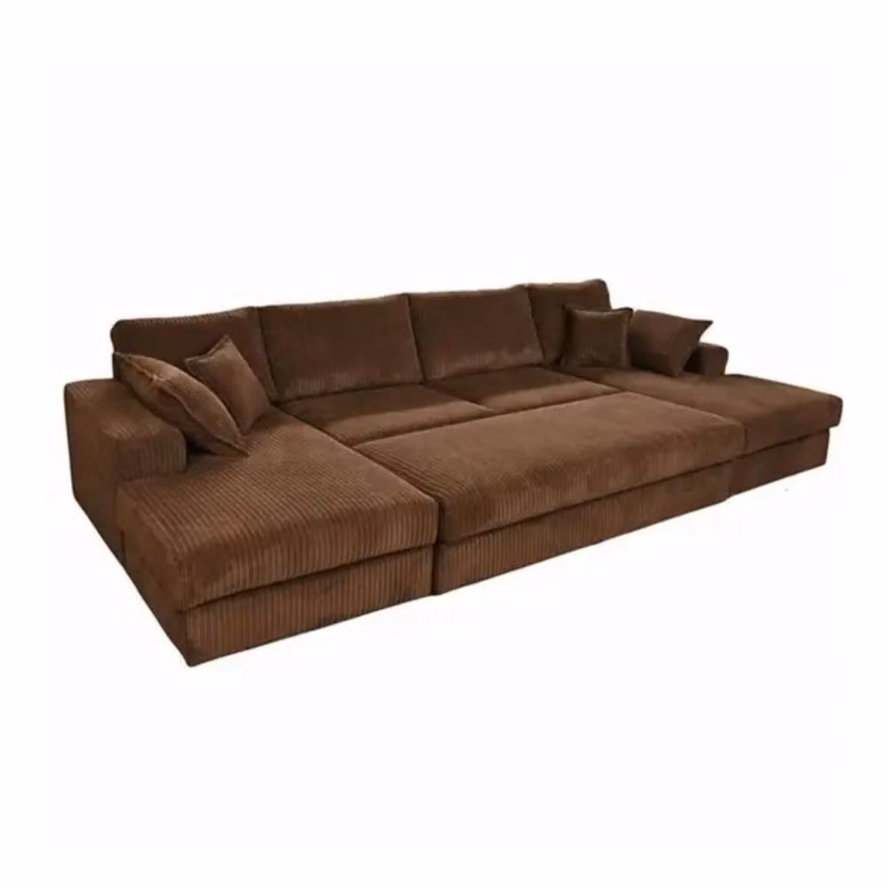 Snug Furniture Birmingham Ltd Large Double Corner Sofa with Footstool in Chocolate Jumbo Cord – 2