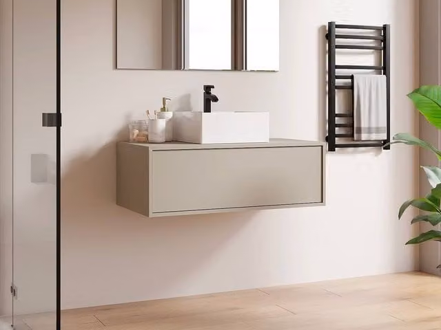 Vente-unique TEANA II Suspended Vanity Unit in Beige, W/D/H: 94 x 47 x 32 cm
