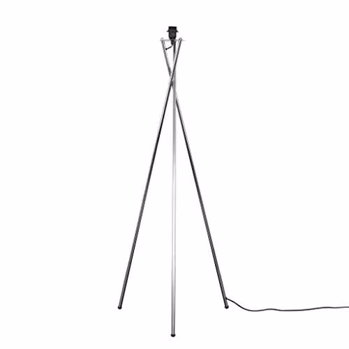 ValueLights Camden Modern Polished Chrome Metal Tripod Floor Lamp Base in Silver, H 136 cm x W 61 cm x D 53 cm
