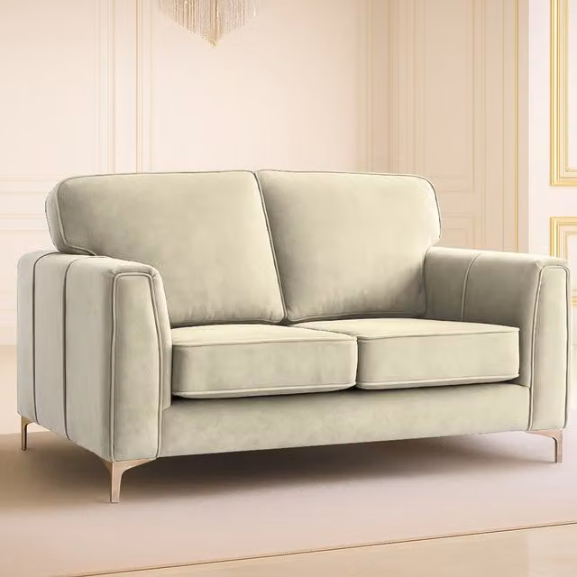 Somnior Beds Ltd Regency 2-Seater Plush Velvet Sofa in Beige
