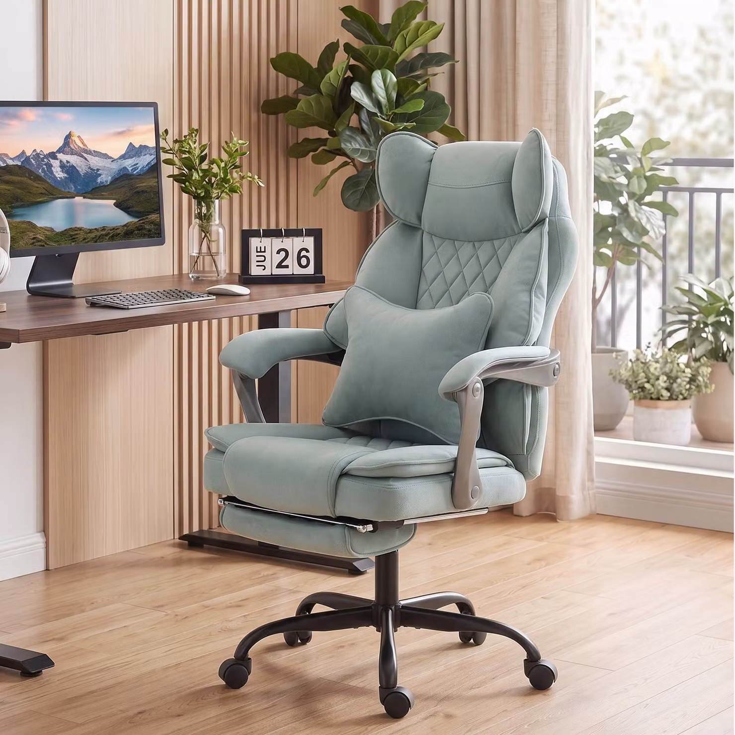 HOMCOM Executive Office Chair in Blue with Headrest, Lumbar Support and 180 kg Capacity – 2