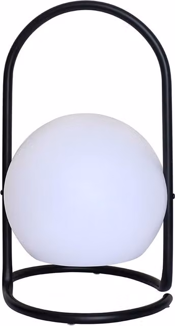 ValueLights Corte Black Dimmable Outdoor Table Lamp with White Glass Globe Shade
