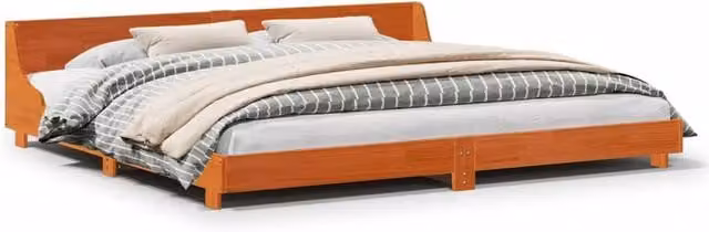 Berkfield Home Solid Wood Pine Bed Frame in Wax Brown, 200 x 200 cm