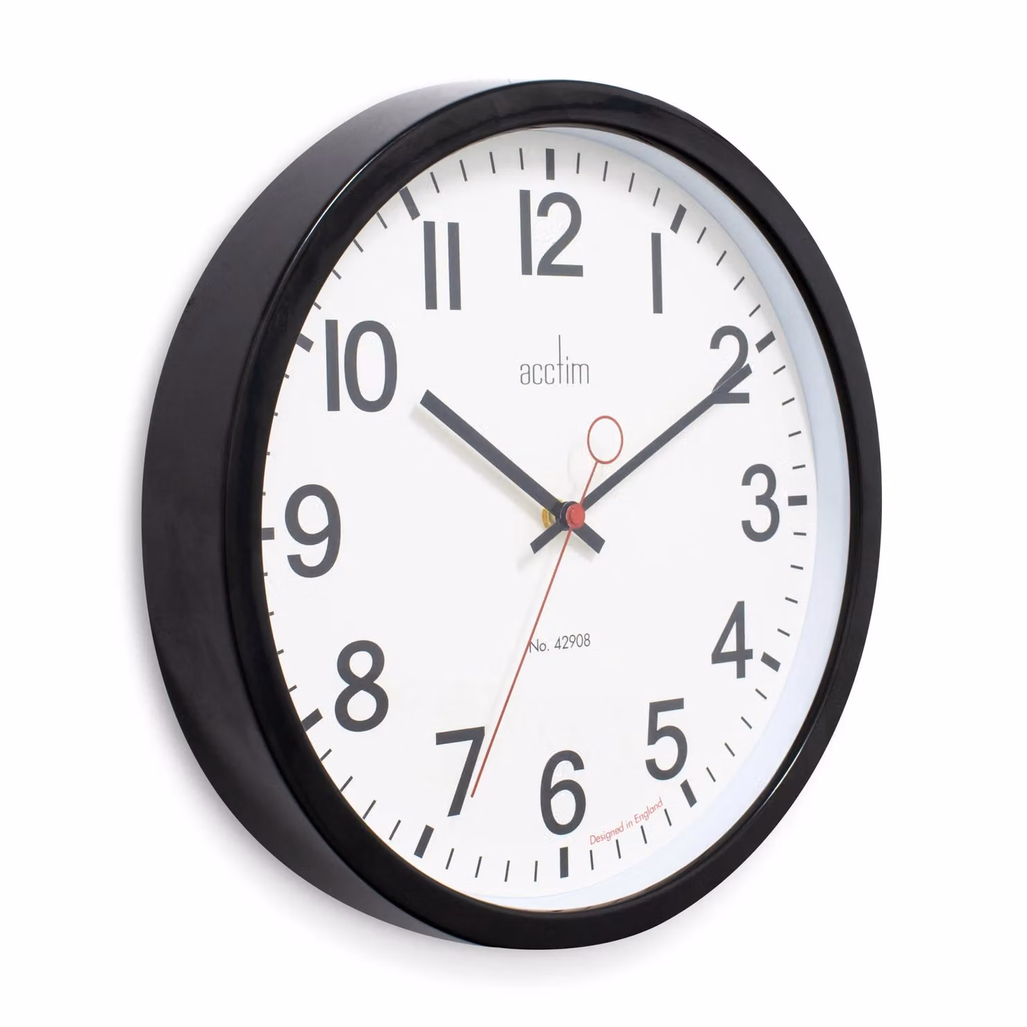 Acctim Kempston Round Analog Wall Clock in Black and Red with Metal and Glass Finish, Diameter: 35 cm – 3