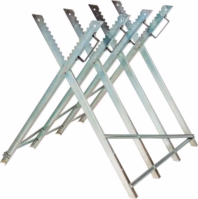 Tectake Foldable Steel Sawhorse with 4 Stem Holders in Grey and Silver