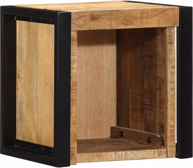Berkfield Home Set of 2 Rustic Mango Wood Bedside Cabinets, Brown, W/D/H: 40 x 35 x 40 cm – 1