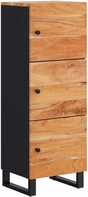 Berkfield Home Industrial Highboard with 3 Doors in Brown Acacia Wood and Iron, W/D/H: 40 x 33 x 110 cm – 1