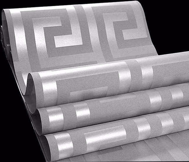 FLAVORA Geometric Abstract Art Deco Wallpaper Roll in Grey, 0.6 m2 – 1