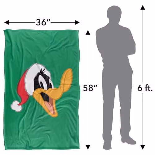 Warner Bros. Looney Tunes Daffy Duck Santa Hat Super Soft Fleece Throw Blanket, Multicolour, W/D/H: 91 x 147 cm – 4