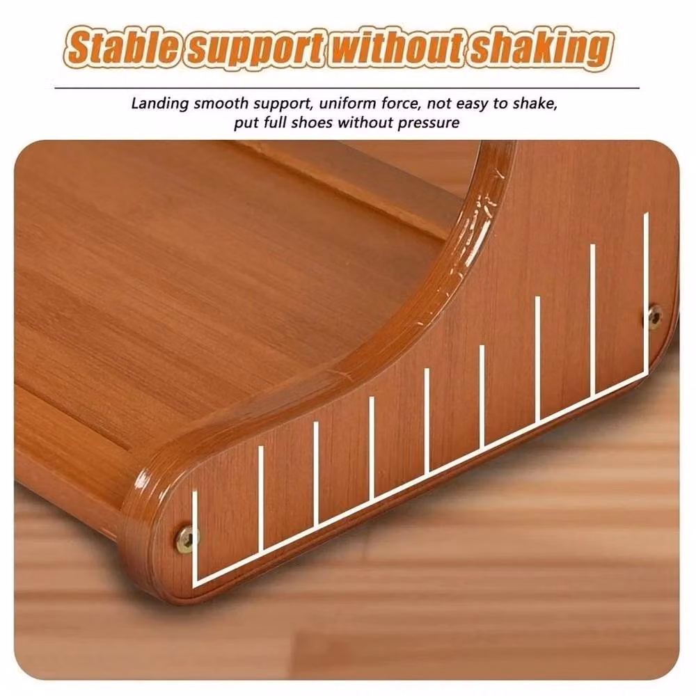 FLAVORA 6 Tier Wooden Shoe Rack Storage Shelf Unit in Natural Sand Brown – 4