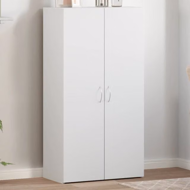 Berkfield Home White MDF File Cabinet with Hinged Doors, W/D/H: 60 x 32 x 115 cm