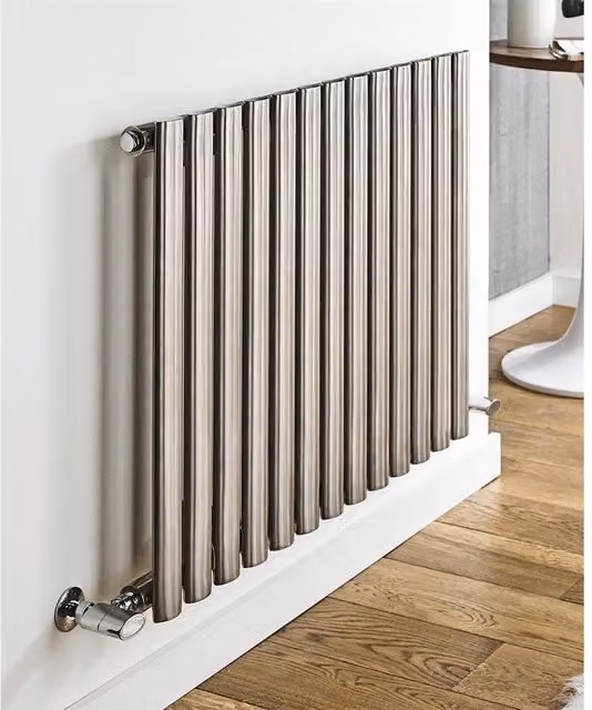 Clifton Stainless Steel Horizontal Double Panel Radiator in Silver, H 60 cm x W 40 cm