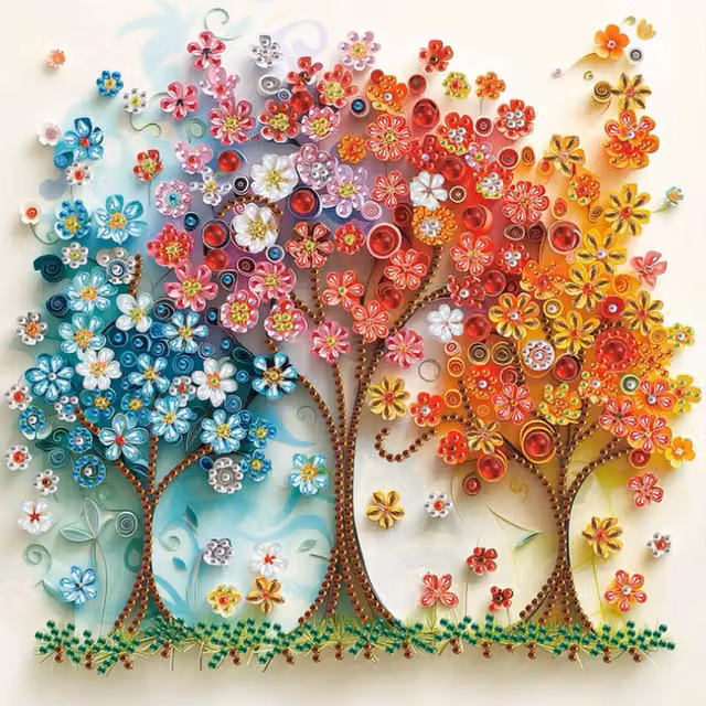 Syntego Floral Trees Diamond Painting Kit, Multicolour and Yellow