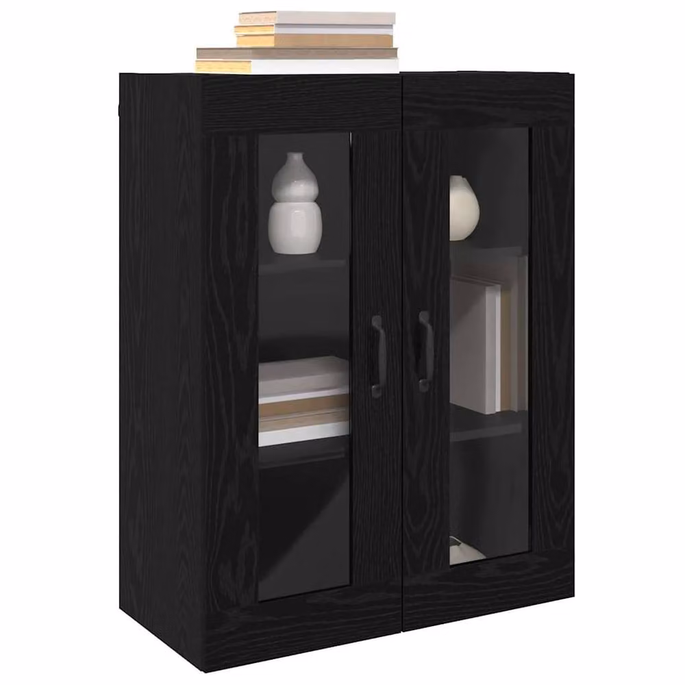 Berkfield Home Modern Black Wall Mounted Hanging Cabinet with Hinged Doors and Internal Shelves, W/D/H: 69.5 x 34 x 90 cm – 2