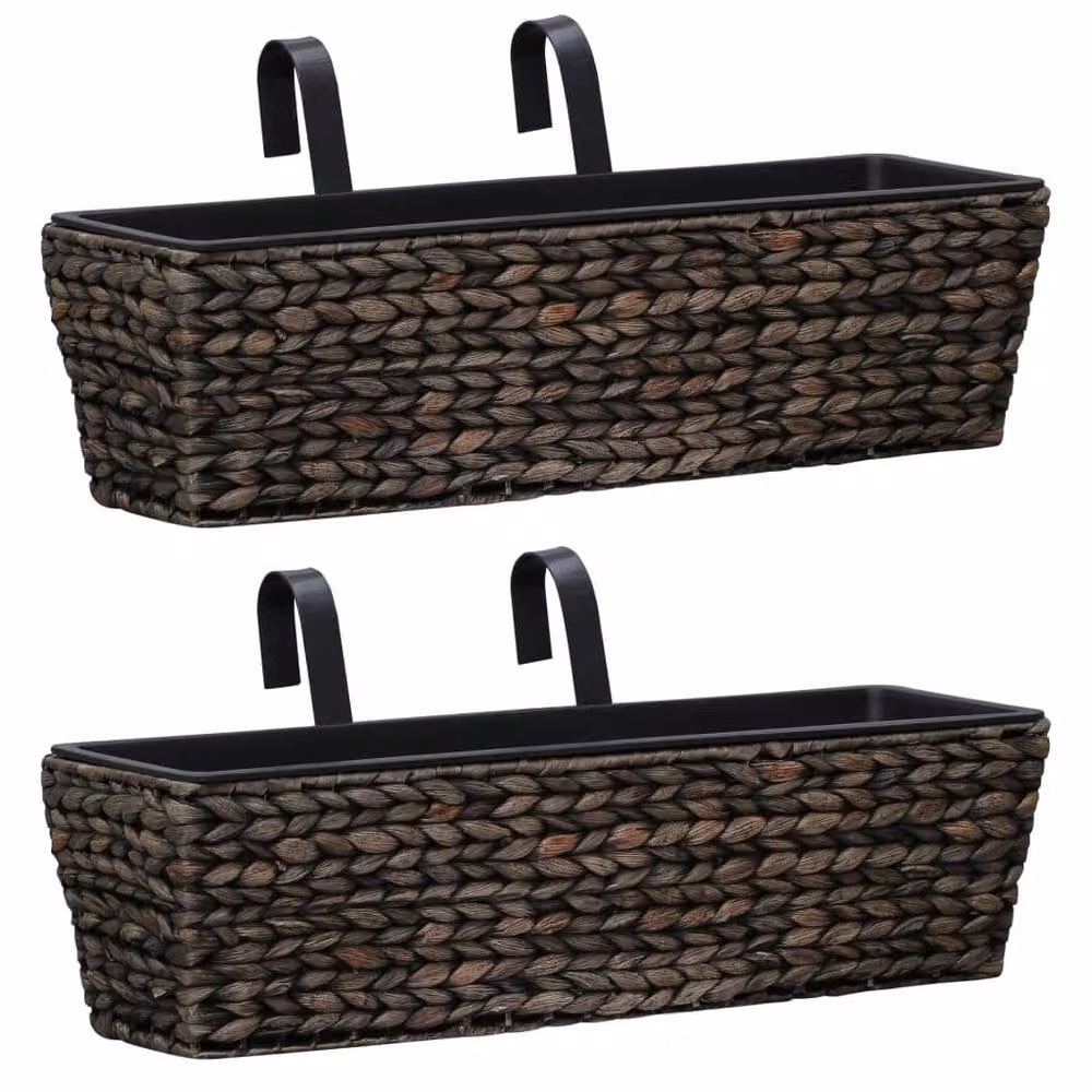 Berkfield Home Garden Planters, 2 Piece Set, Brown Water Hyacinth – 2