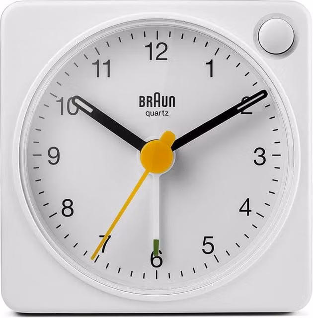 Braun Classic Travel Alarm Clock in White