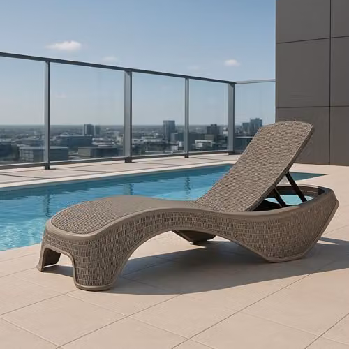 Centurion MALDIVES Outdoor Sun Lounger in Greige Rattan Effect with 5 Adjustable Positions – 3