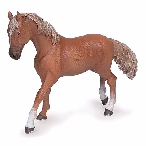 Papo Chestnut English Thoroughbred Mare Figure in Brown and Multicolour, Horses Collection