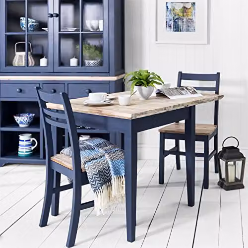 Statement Furniture Florence Country Style Wooden Dining Chairs Set of 2 in Blue – 2