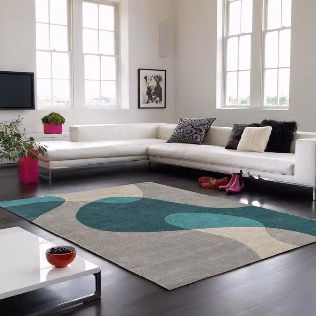 The Rug Shop UK Petrol Teal Handmade Modern Abstract Area Rug, W: 160 cm, D: 230 cm – 1
