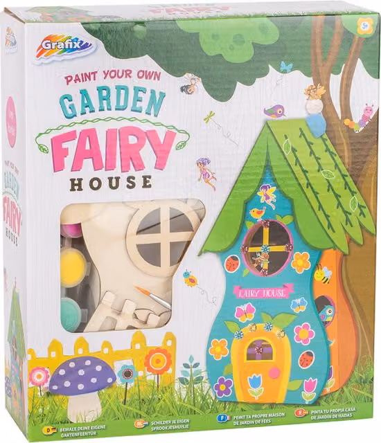 Grafix Paint Your Own Garden Fairy House Multicolour Wood Craft Kit for Children