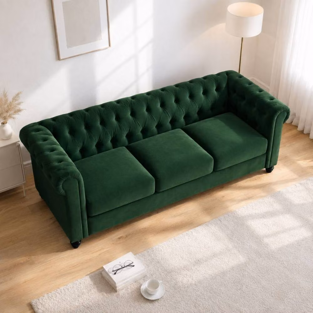 Sofaya Hampton 3 Seater Chesterfield Sofa in Green Velvet – 2