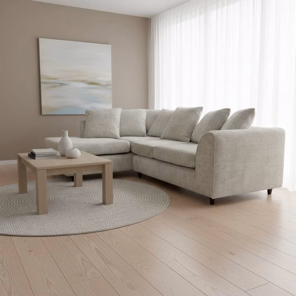 Abakus Direct Jumbo Chenille L-Shaped Corner Sofa with Left Hand Facing Chaise in White or Grey – 2