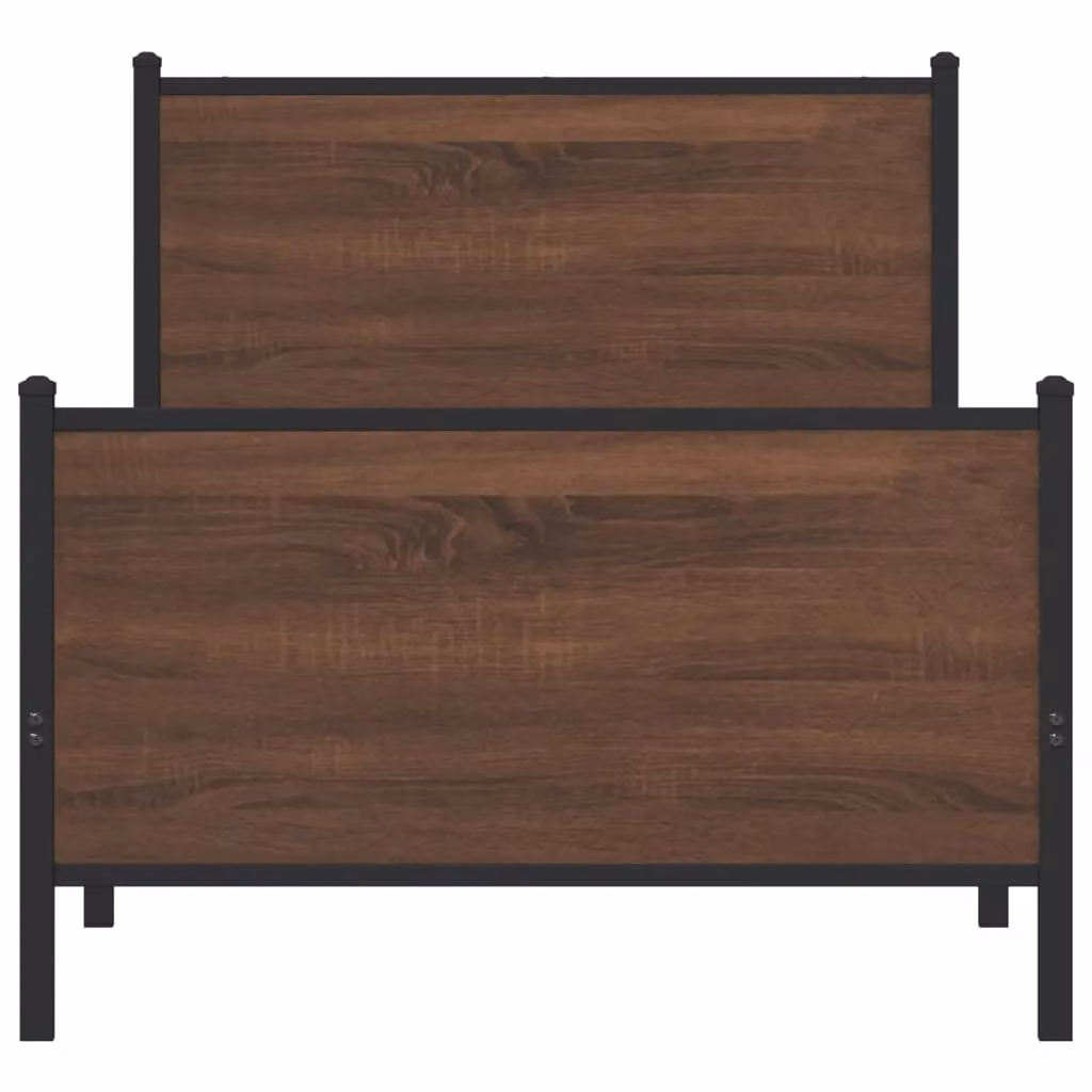 Berkfield Home Metal Bed Frame in Brown Oak, Small Single, W/D/H: 75 x 190 cm – 3