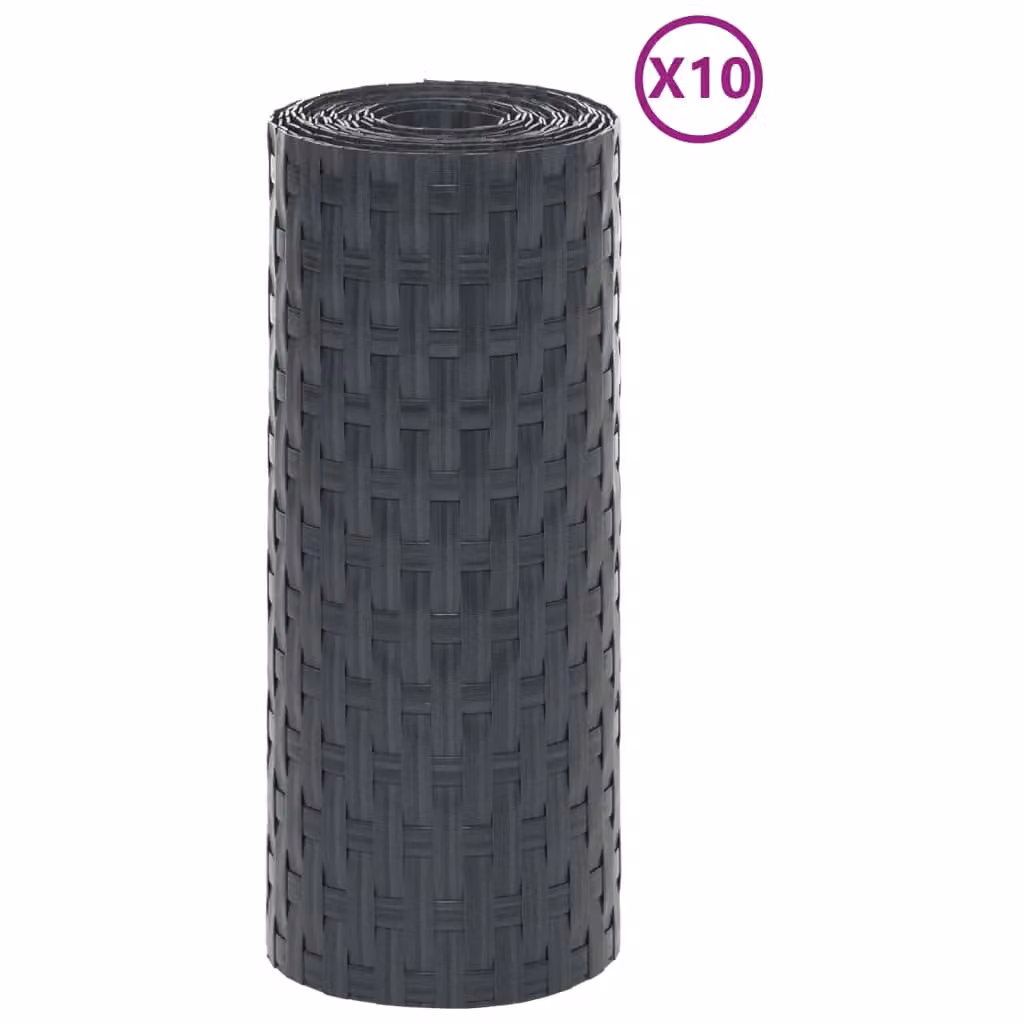 Berkfield Home Poly Rattan Balcony Screens, Anthracite, 10 Pieces, H: 255 cm x W: 19 cm – 3