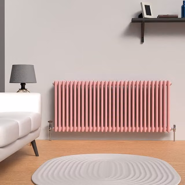 Lux Heat Horizontal Column Radiator in Pastel Pink, 3 Column, W: 60.0 cm, H: 137.0 cm