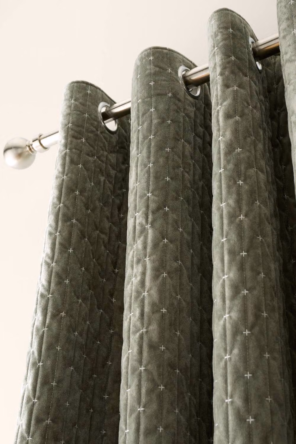Bianca Attica Velvet Blackout Eyelet Curtains in Green, Width: 168 cm, Drop: 183 cm – 3