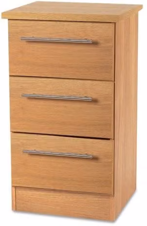 Welcome Furniture Sherwood 3 Drawer Bedside Table in Brown