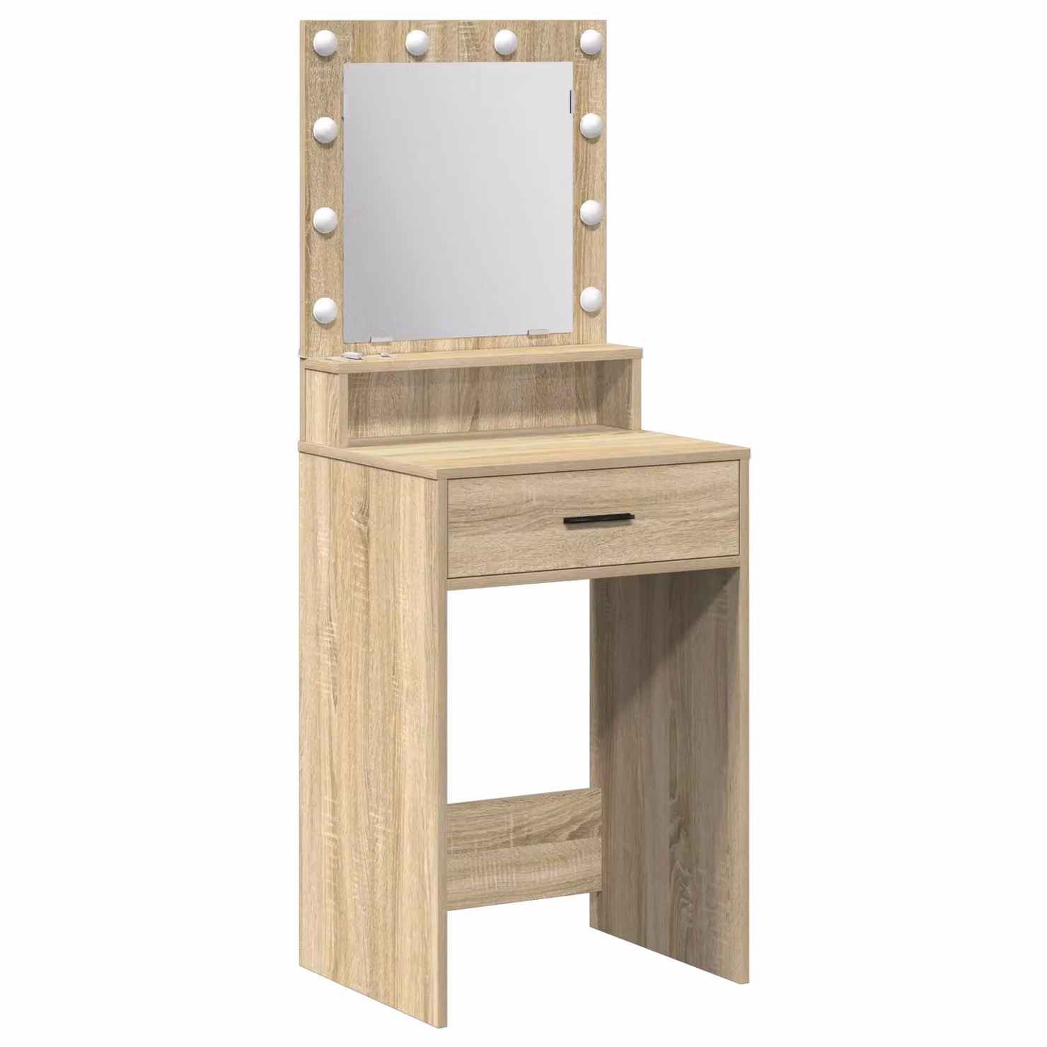 Berkfield Home Modern Makeup Table with Hollywood LED Lights in Sonoma Oak and Beige, W: 50 cm, D: 41 cm, H: 135 cm – 2