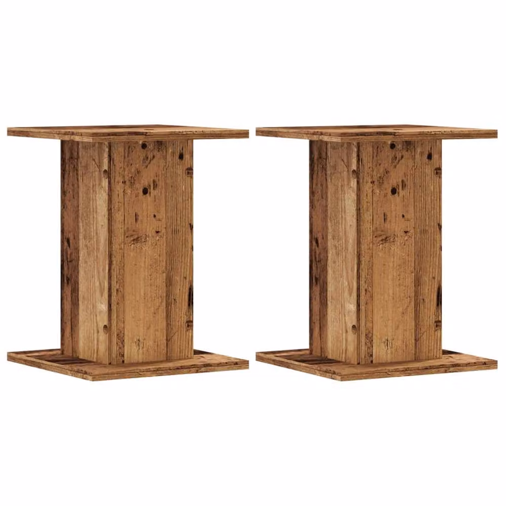 Berkfield Home Set of 2 Rustic Brown Engineered Wood Plant Stands, W/D/H: 30 x 30 x 40 cm – 2
