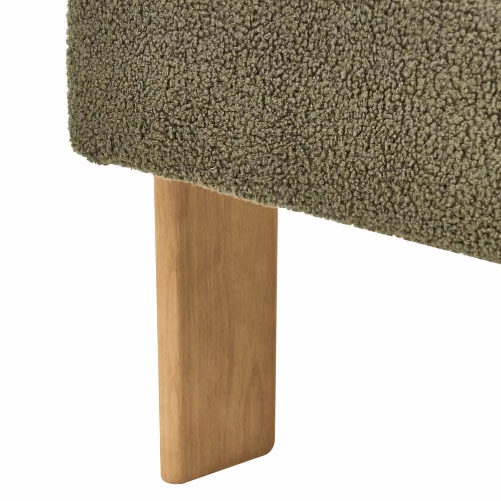 Wyld and Coco Retro Bouclé Tub Armchair in Green and Brown with Rubberwood Legs – 5